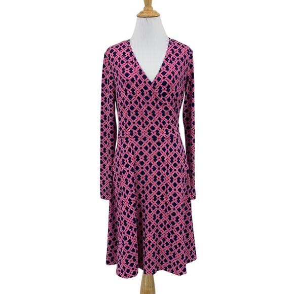 Vineyard Vines Dress Womens XS Extra Small Multi Lattice Knit Wrap Tie Waist - Picture 1 of 13
